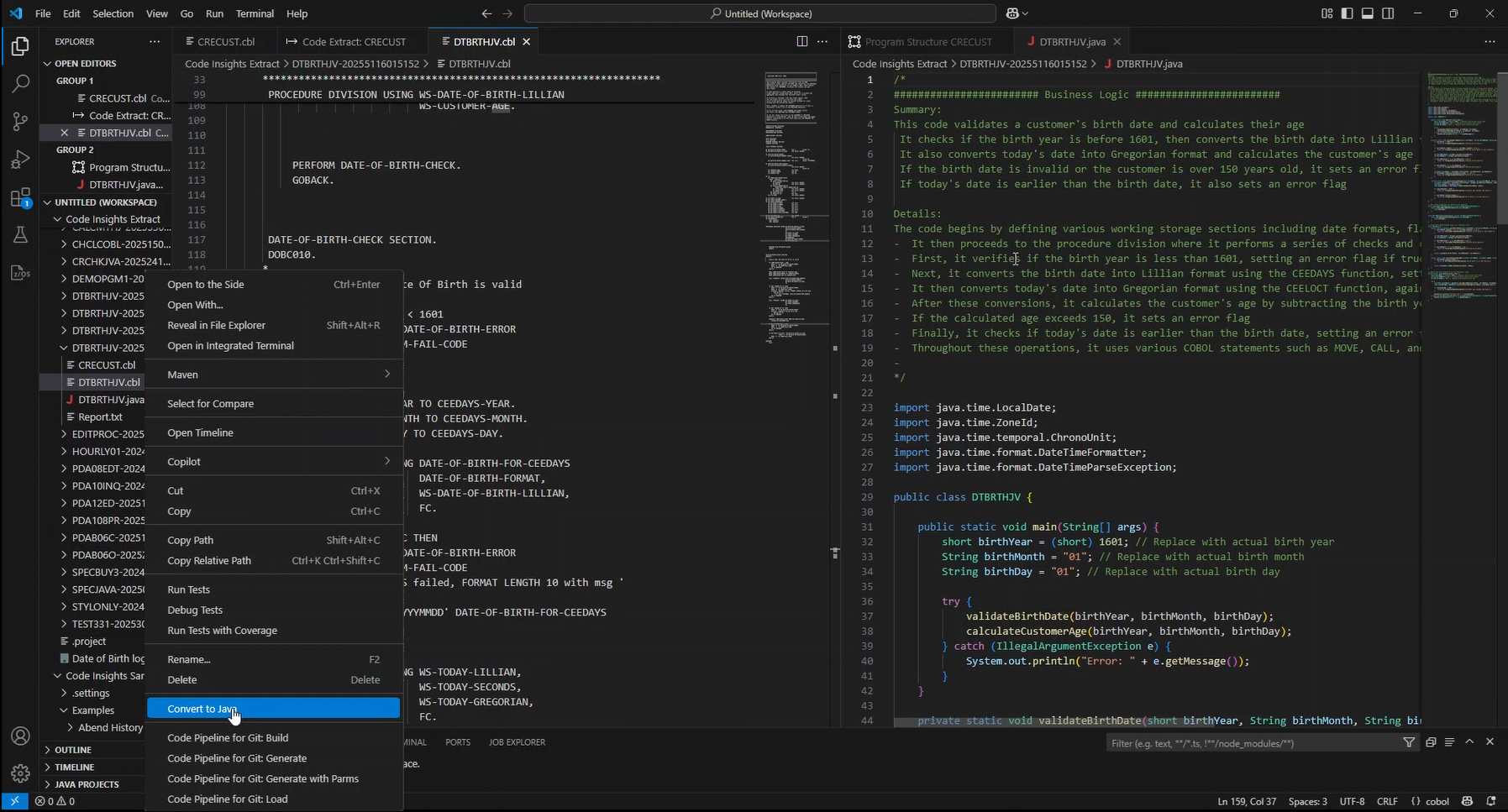 図2：COBOLからJavaへの変換
