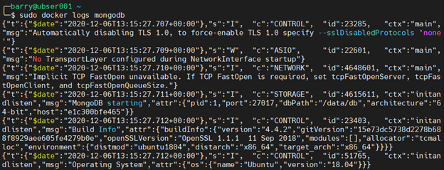 MongoDB Docker 8.1 - ログファイルにアクセス