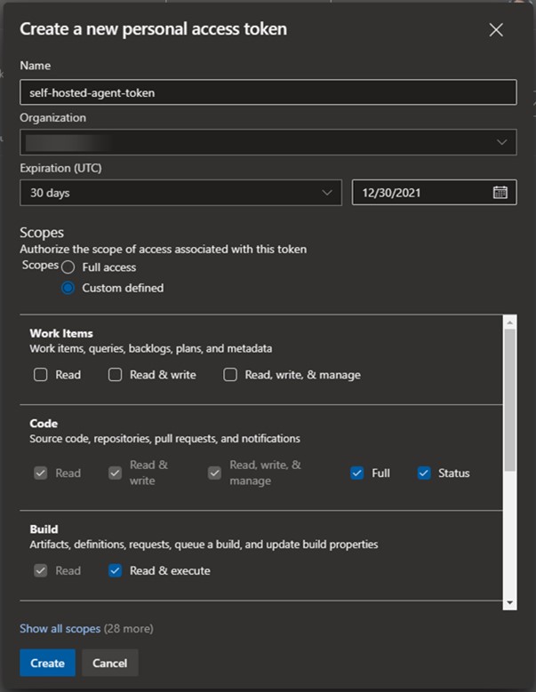 Azure DevOpsのセルフホステッドエージェント用の新しいPAT