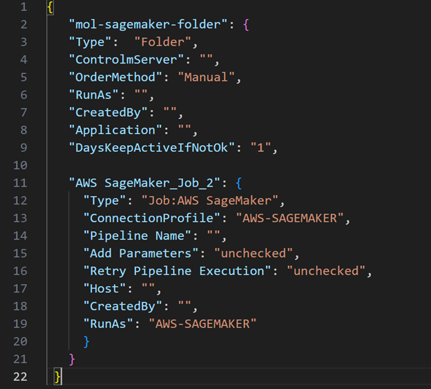 図3. AWS SageMakerジョブ定義の例