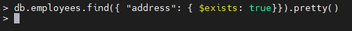 MongoDBの$exists true演算子の例。