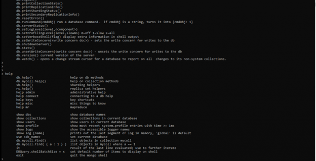 MongoDBシェルdbhelpコマンド