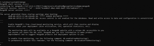 MongoDBシェルの実行
