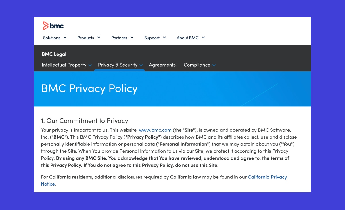 BMC Privacy Policy