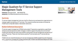 Gartner 2017 Magic Quadrant for IT Service Management Tools Gartner 2017 Magic Quadrant for IT Service Management Tools