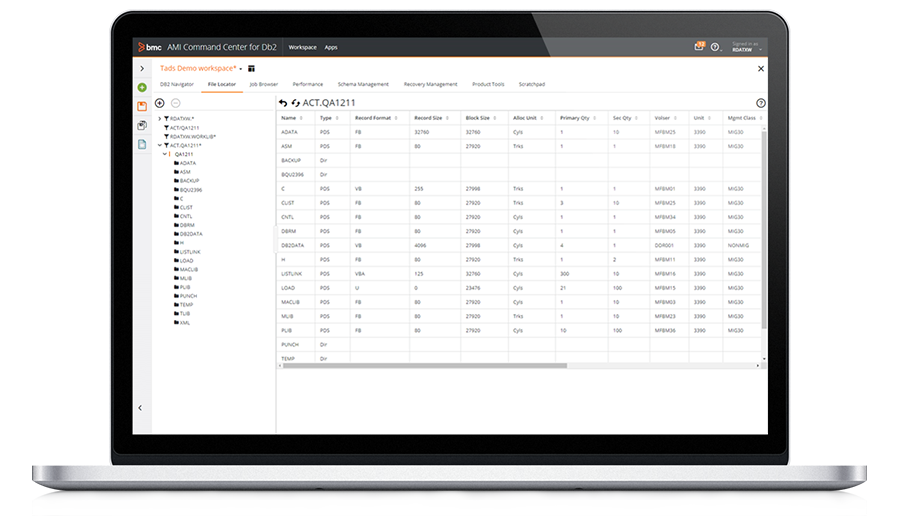 BMC AMI Command Center Db2 File Locator